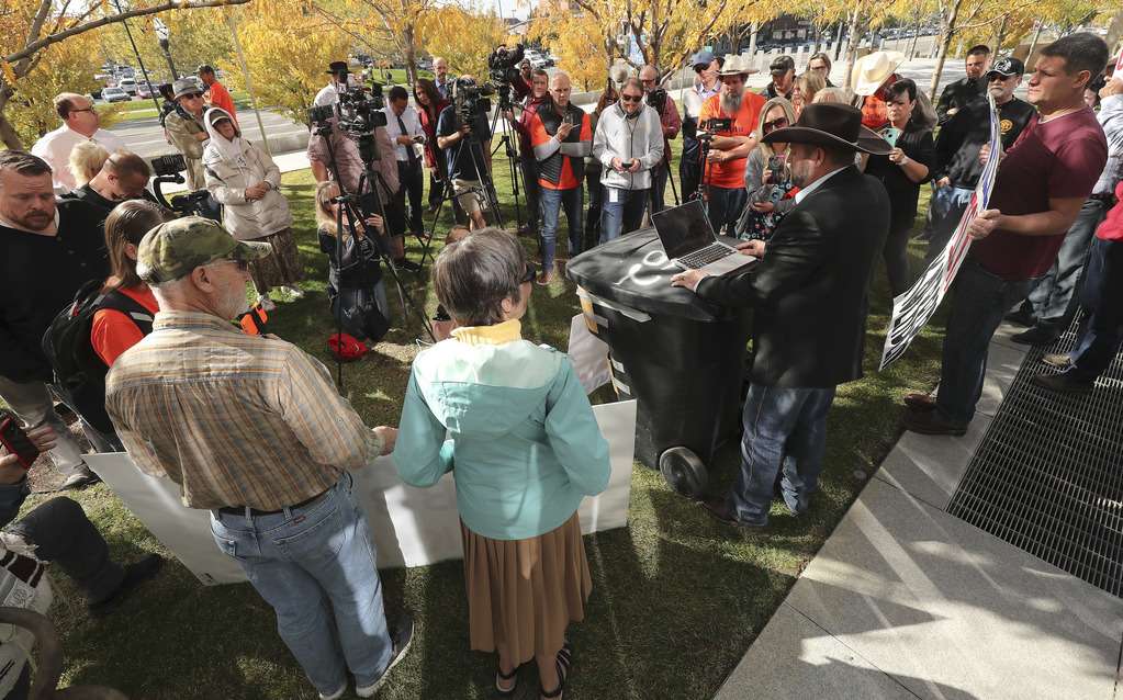 Supporters outside the Orrin G. Hatch Federal Courthouse, Salt Lake City, October 2019
